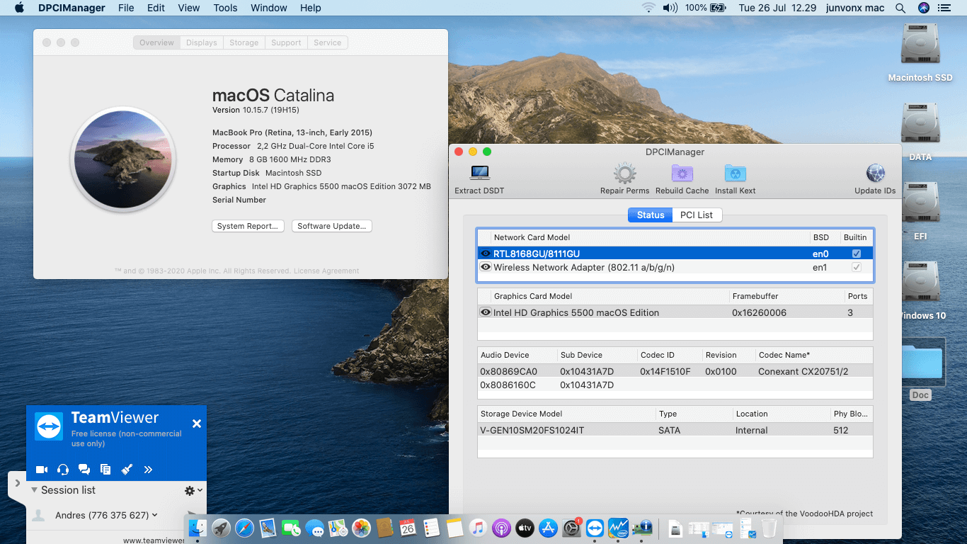 Success Hackintosh macOS Catalina 10.15.7 Build 19H15 in Asus A455LF-WX065T